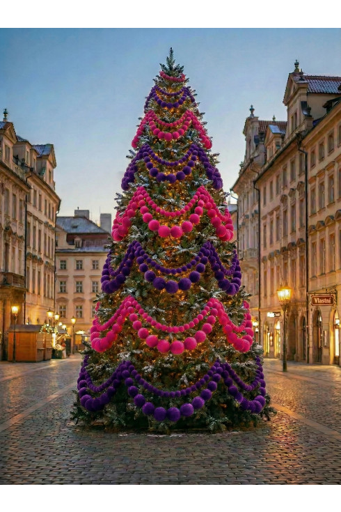 Бархатные бусы из шаров розового оттенка 100 м